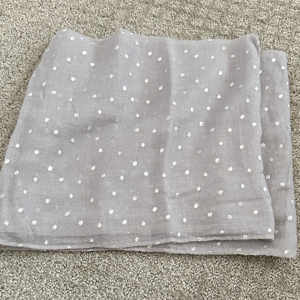 Metallic silver polka dot grey infinity scarf